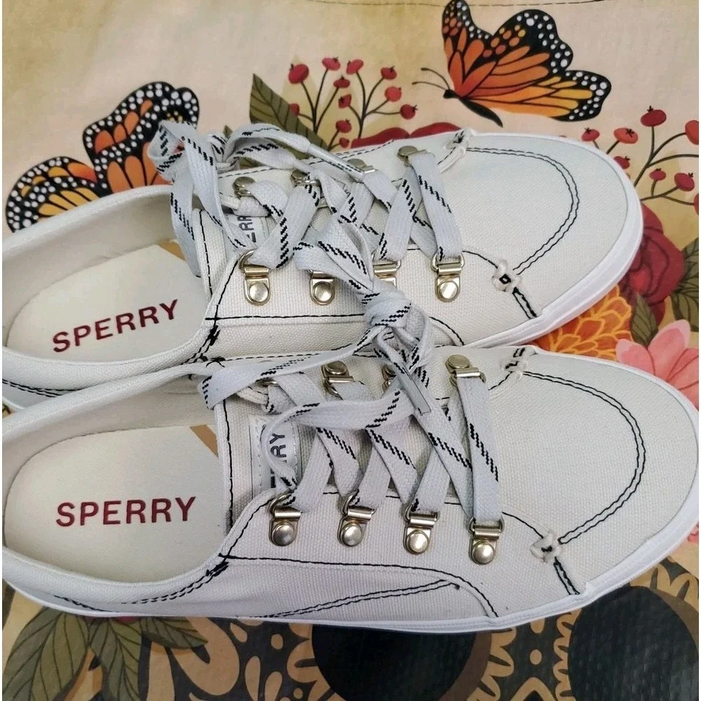 Sperry Crest Vibe Womens‎ Off White Sneakers Casual Shoes Size 6 Wide STS89589